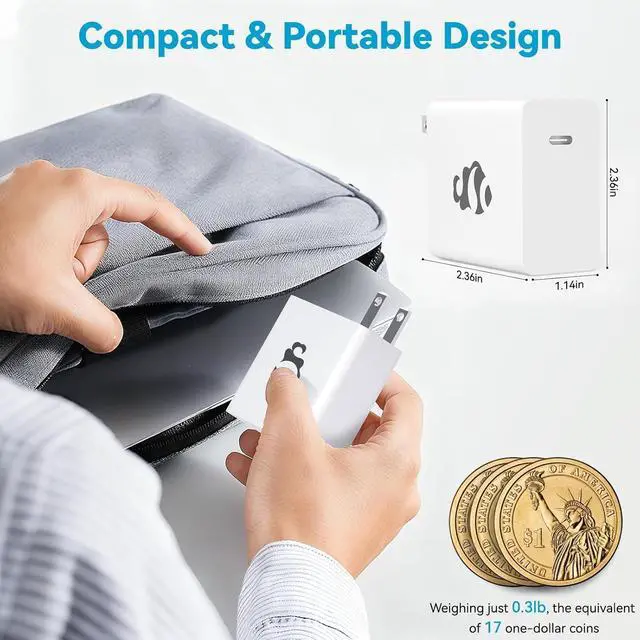 Alt view image 5 of 7 - NIMO 65W GaN USB C Fast Charger, Compact PD 3.0 Adapter with 6.6ft Cable, Reliable Laptop Power Block for MacBook Pro/Air, iPhone-17/16 Pro Max, iPad, Sam-sung-S26/S25, PPS Charger for Travel Office