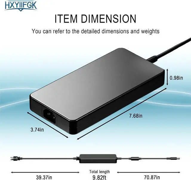 Alt view image 3 of 7 - 240W 19.5V12.31A 7.4mm5.0mm RoundTip Laptop Charger Compatible with Dell G15 5510 5511 5520 5530 G16 G7 G5 G3 Alienware M15 R7 M17 R5 LA240PM180 PA-9E AC Power Adapter