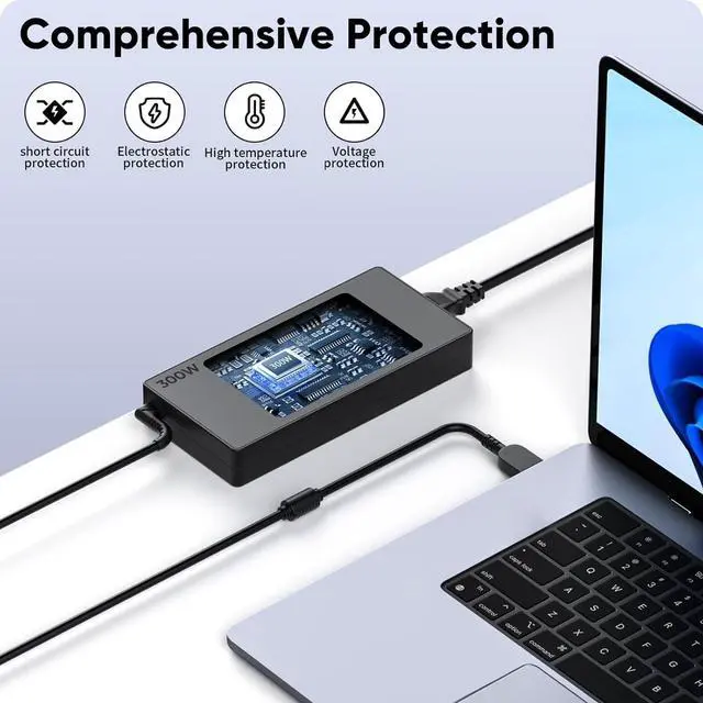 Alt view image 5 of 7 - 300W Laptop Charger Compatible with Lenovo Legion 5 5i 5P 7 7i pro 15 16 17 R9000P R9000K Y9000K Y9000X, ADL300SDC3A GX21F23045 SA10R16956 5A10W86289 Power Adapter Supply Cord