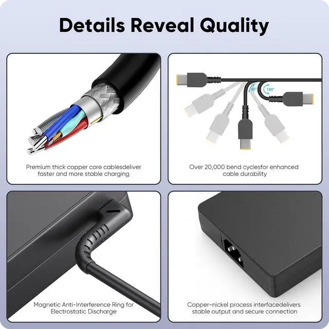 Alt view image 6 of 7 - 300W Laptop Charger Compatible with Lenovo Legion 5 5i 5P 7 7i pro 15 16 17 R9000P R9000K Y9000K Y9000X, ADL300SDC3A GX21F23045 SA10R16956 5A10W86289 Power Adapter Supply Cord