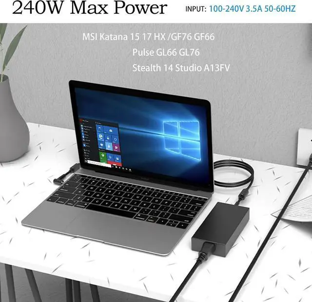 Alt view image 3 of 7 - 240W 200W Charger for MSI Katana 17 15 B13V Pulse 15 16 Chicony A20-240P2A
