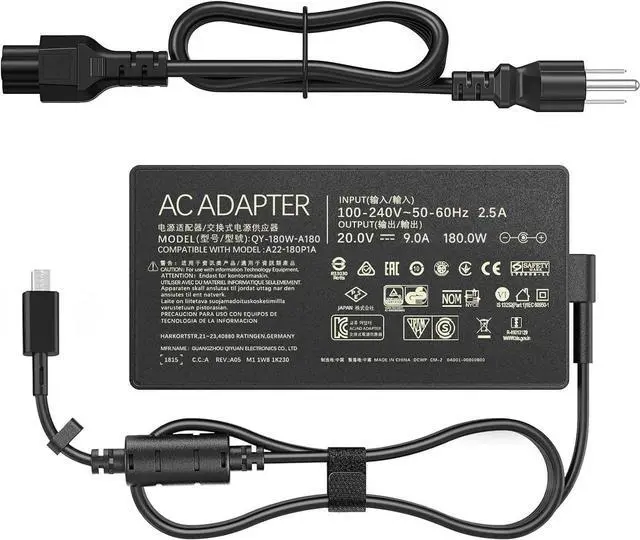 Main image of 180W Laptop Charger Compatible with ASUS ROG Zephyrus G14 2024 GA403UI GA403UV, TUF Gaming A14 FA401WV, ProArt PX13 HN7306WV, 20V 9A Rectangle Conn Power Supply Adapter Cord
