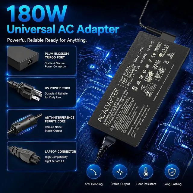 Alt view image 6 of 7 - 180W Laptop Charger Compatible with ASUS ROG Zephyrus G14 2024 GA403UI GA403UV, TUF Gaming A14 FA401WV, ProArt PX13 HN7306WV, 20V 9A Rectangle Conn Power Supply Adapter Cord