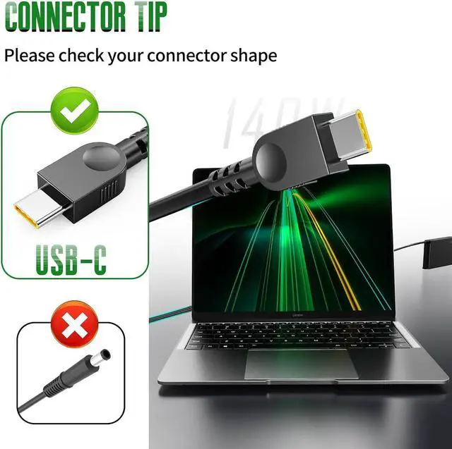 Alt view image 2 of 6 - Slim 140W 28V 5A USB-C AC Laptop Charger Power Adapter