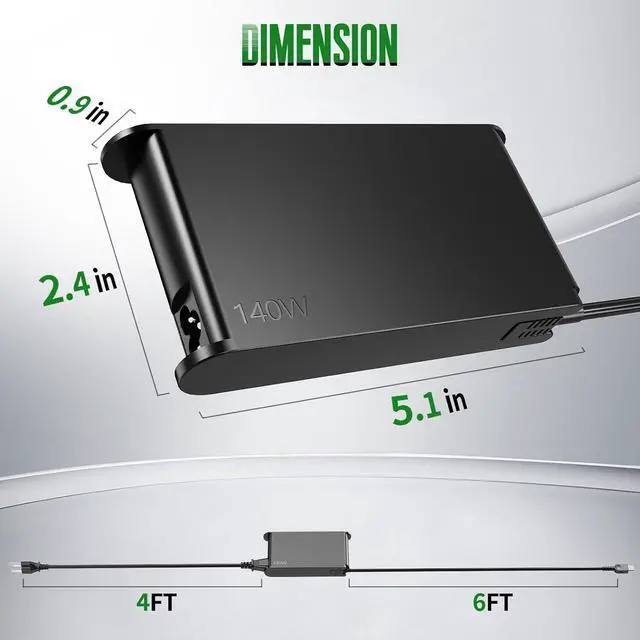 Alt view image 3 of 6 - Slim 140W 28V 5A USB-C AC Laptop Charger Power Adapter