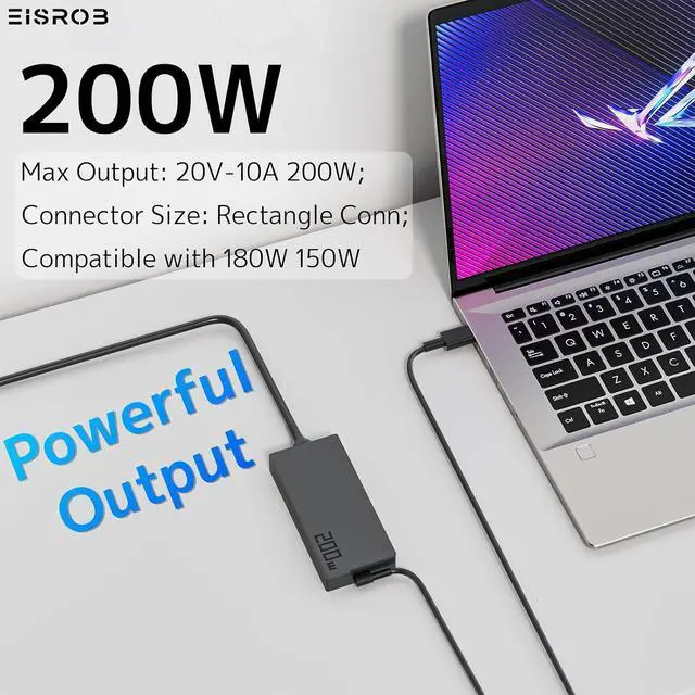 Alt view image 5 of 7 - 200W Laptop Charger Fit for Asus ROG Zephyrus G14 G16 ProArt TUF A16 Gaming