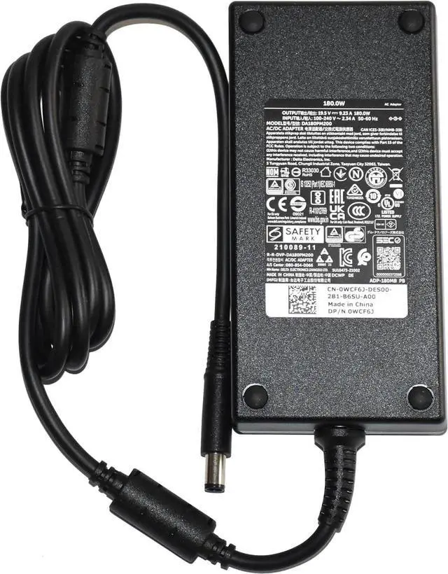 Alt view image 2 of 4 - Genuine 180W 19.5V 9.23A AC/DC Adapter Compatible with Dell WD22TB4 K20A001 K20A Thunderbolt 4 Dock DFV65 DA180PM111 LA180PM180 HA180PM180 047RW6 19.5VDC 9230mA 180.0W Power Supply Cord Cable Charger
