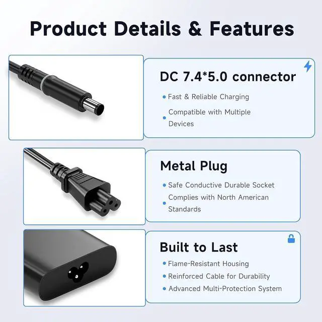 Alt view image 4 of 7 - 240W Slim GaN Charger Compatible with Dell G16 G15 G7 G5