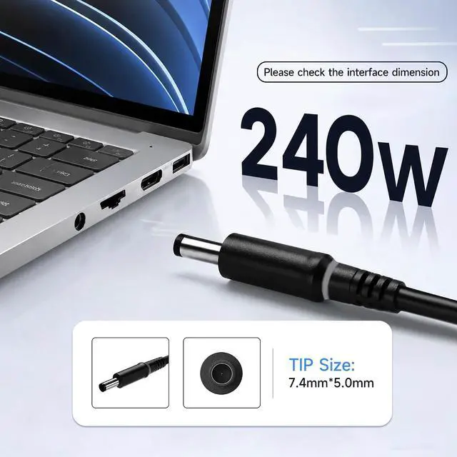 Alt view image 5 of 7 - 240W Slim GaN Charger Compatible with Dell G16 G15 G7 G5