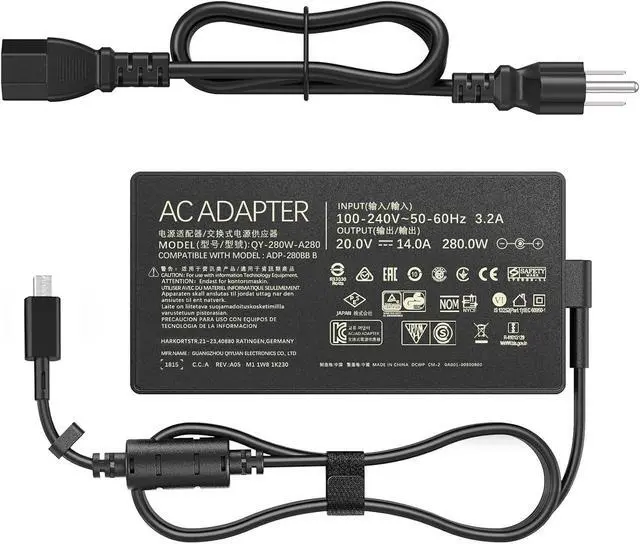 Main image of 280W Laptop Charger Compatible with ASUS ROG Strix G18 G16 (2025) G815 G615, TUF Gaming F16 FX608, Zephyrus G14 G16, 20V 14A Replacement Power Adapter, Fits ADP-280BB B Rectangle Conn Tip