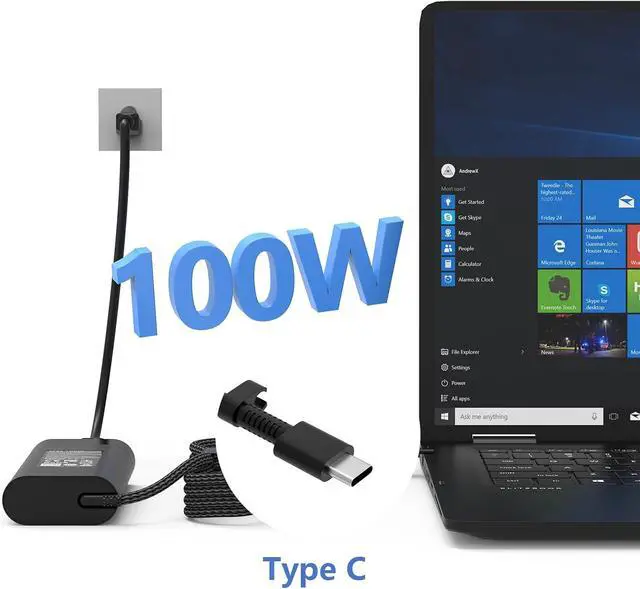 Alt view image 7 of 7 - 100W USB C Charger Fit for HP EliteBook 800/1040/G1i/G1a x360 Series