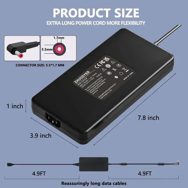 Alt view image 3 of 7 - for Acer Laptop Charger 330W Compatible with Predator Helios Neo 16 18 14 Series, PH18-71, PH18-71-94F1, PH18-71-940Q, PH18-71-76B3, Predator Triton Gaming Laptop Power Supply-5.5 x1.7 MM Connector