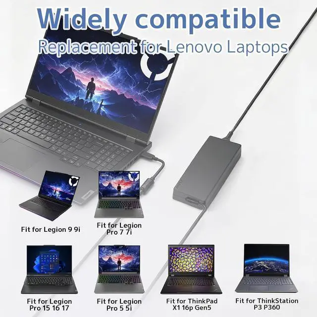 Alt view image 7 of 7 - 330W 20V 16.5A GaN Slim Charger Fit for Lenovo Legion Pro Gaming Laptop