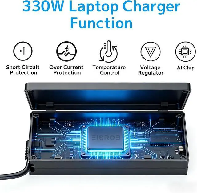 Alt view image 3 of 7 - 330W 20V 16.5A GaN Slim Charger Fit for Lenovo Legion Pro Gaming Laptop