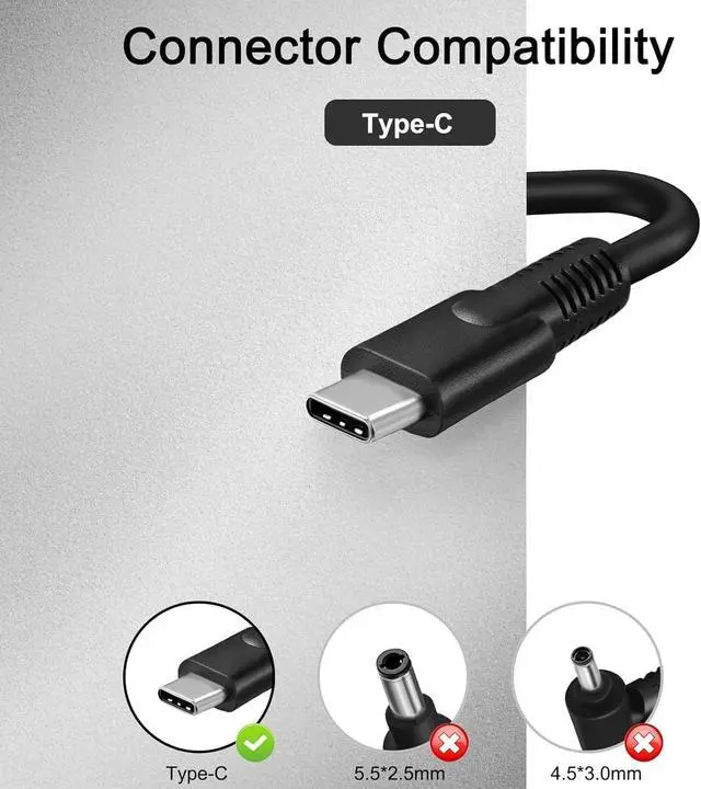 Alt view image 2 of 4 - 100W USB-C Laptop Charger Compatible with HP Spectre Fold 17 x360 16-aa0047nr Pavilion Plus 14 14-ew1010nr ZBook Firefly 14 16 G11 EliteBook 8 G1a / G1i TPN-LA31 N57041-001 N56858-001