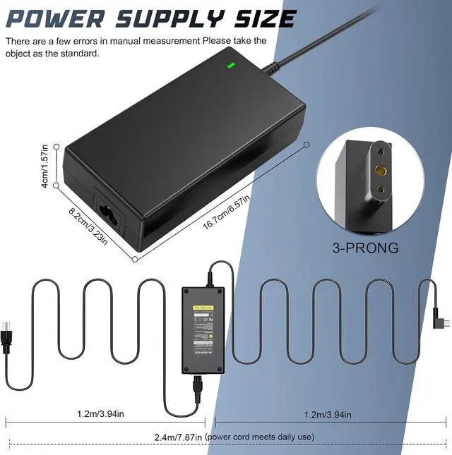 Alt view image 4 of 7 - 230W 19.5V 11.8A Razer Blade Charger, 3-Prong AC Adapter Compatible with Razer Blade 15 Pro 17