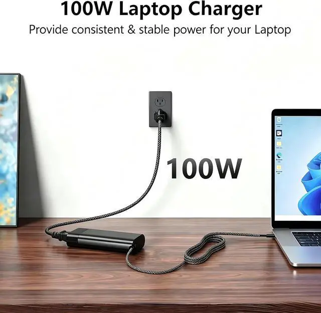 Alt view image 2 of 7 - 100W USB C Laptop Charger Compatible with HP EliteBook 6 G1i/G2i/G2a