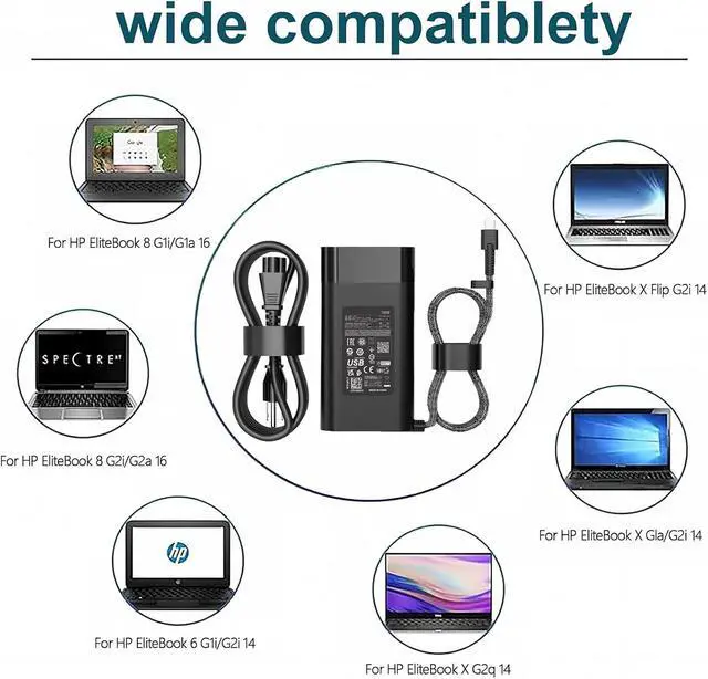 Alt view image 7 of 7 - 100W USB C Laptop Charger Compatible with HP EliteBook 6 G1i/G2i/G2a