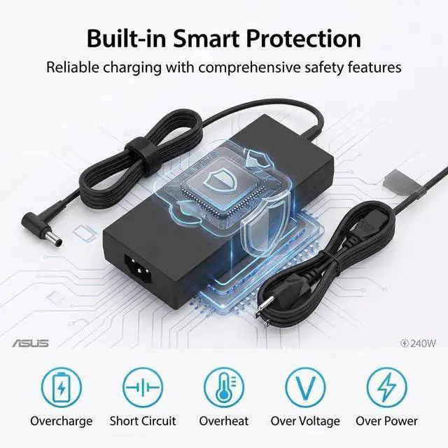 Alt view image 6 of 6 - 240W Laptop Charger for ASUS ROG Zephyrus G14 G15 G16 Series