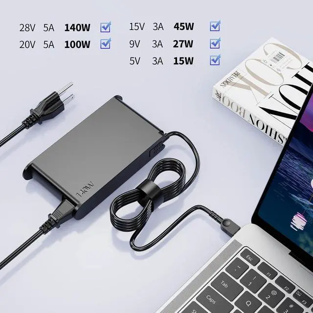 Alt view image 6 of 6 - 140W 28V 5A USB-C AC Laptop Charger Compatible with Lenovo ThinkPad Series