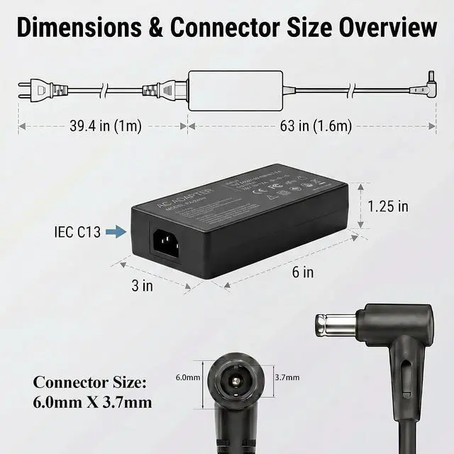 Alt view image 3 of 6 - 240W Laptop Charger for ASUS ROG Zephyrus G14 G15 G16 Series