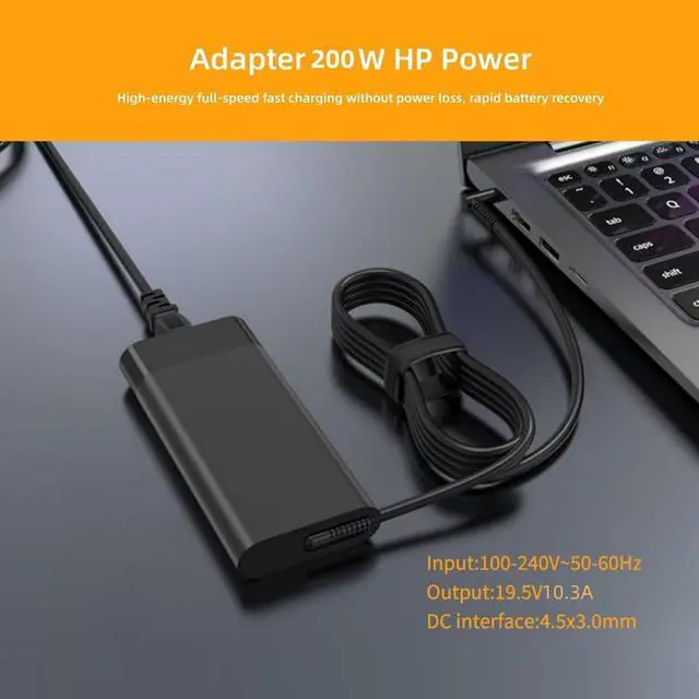 Alt view image 5 of 6 - New Slim 200W Laptop Charger for HP Omen Victus Pavilion Gaming 15 16 17 & ZBook 15 17 G3-G8 Series