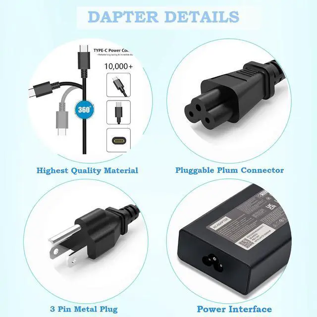 Alt view image 5 of 6 - 140W USB C Charger Compatible with Lenovo IdeaPad Pro 5 7 Legion Pro 5 5i 7 7i Yoga Pro 7 9i Y9000P R9000P Y7000P R7000P ThinkPad Z16 T16 ADL140YDC3A ADL135YSDC3A AC Adapter Power Supply