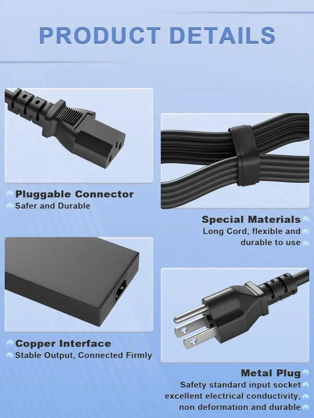 Alt view image 6 of 7 - 240W 200W Charger Compatible with MSI Katana GF76 GF66 17 15 A17 A15 Crosshair A18 A17 A16 15 18 17 16 Pulse 15 16 17 AI GL76 Stealth 15M 17M 14 15 Sword 16 15 Bravo, Creator Laptop
