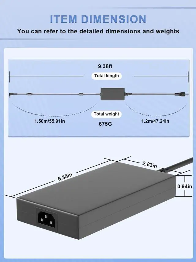 Alt view image 4 of 7 - 240W 200W Charger Compatible with MSI Katana GF76 GF66 17 15 A17 A15 Crosshair A18 A17 A16 15 18 17 16 Pulse 15 16 17 AI GL76 Stealth 15M 17M 14 15 Sword 16 15 Bravo, Creator Laptop