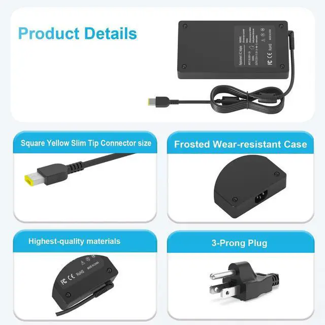 Alt view image 4 of 5 - 230W Laptop Charger Fit for Lenovo Legion/ThinkBook/ThinkPad Laptop