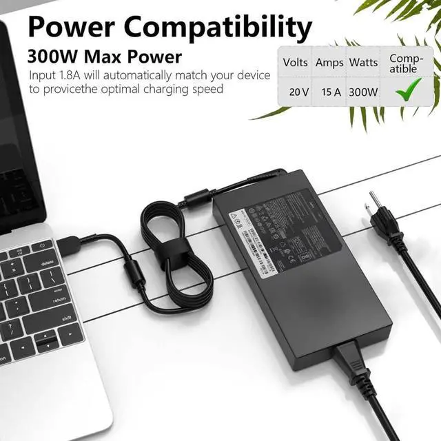 Alt view image 4 of 5 - 300W AC Charger Compatible with Lenovo Legion 5 5i 7 7i Pro Laptop