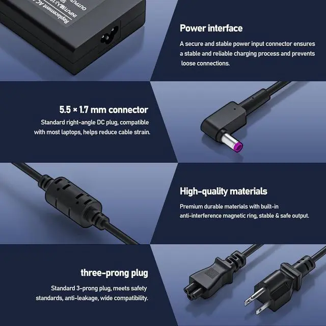 Alt view image 6 of 7 - 135W Charger Acer Nitro V 5 14 15 16 16S 17 AI ANV15 ANV16 ANV17 AN515