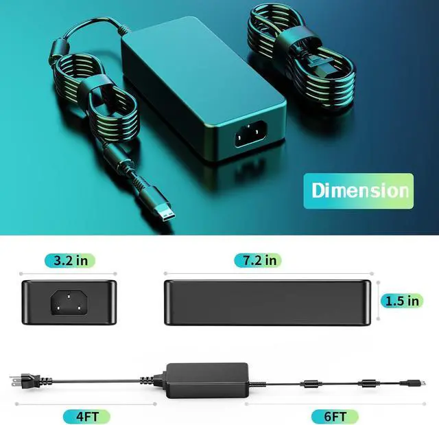Alt view image 3 of 6 - Slim 400W Laptop AC Adapter for Msi Titan 18 HX AI A2XWJG A2XWIG Vector A18 HX A9WIG A9WHG A23-400P1A A400A001P ADP-400CB B Adapter Cord