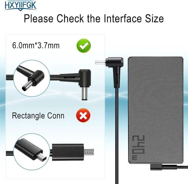 Alt view image 2 of 7 - 240W Charger Compatible with ASUS TUF ROG Zephyrus Strix Gaming Notebooks