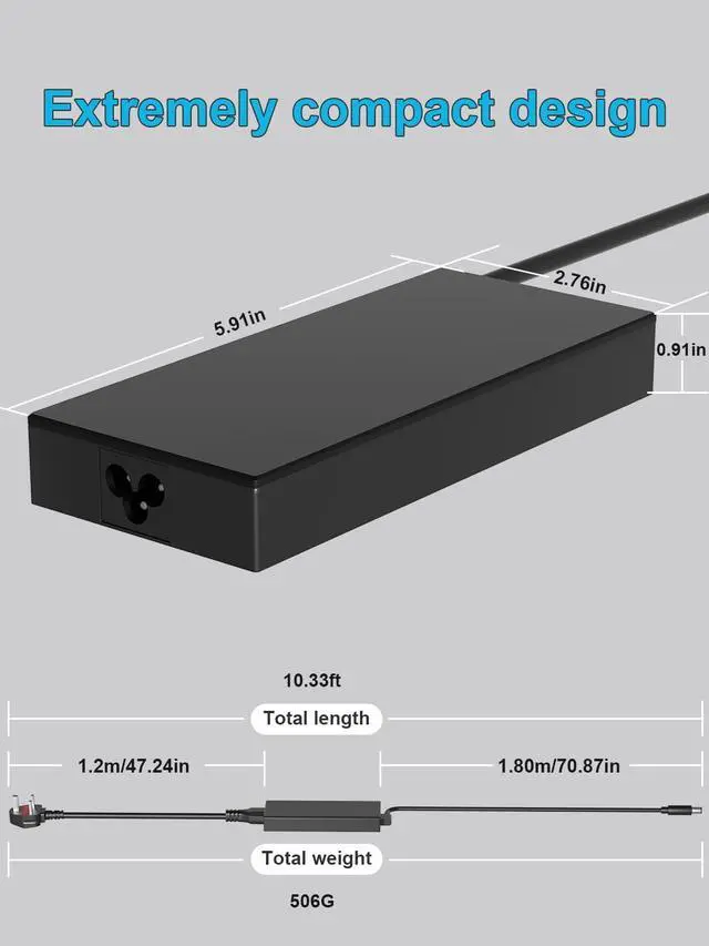 Alt view image 4 of 7 - 199W Ac Adapter Compatible with Microsoft Surface Docking Station 2, Model 1931 1917 Power Supply Cord 15.35V 12.96A