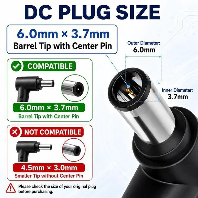 Alt view image 2 of 6 - 200W Charger Fit for ASUS ROG Strix G15 TUF Dash F15 Zephyrus G14 6.0x3.7mm