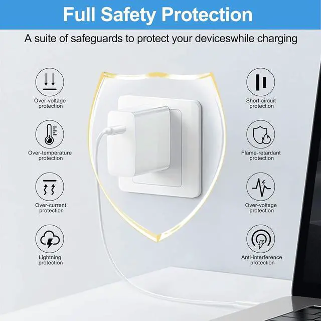 Alt view image 4 of 7 - NIMO 65W GaN USB-C Wall Charger, PD Compact Fast Charging Station Compatible with MacBook Pro, iPad Air, iPhone 17 16 15, Samsung Galaxy, Single Port Laptop Power Adapter with 6.6ft Type C Cable