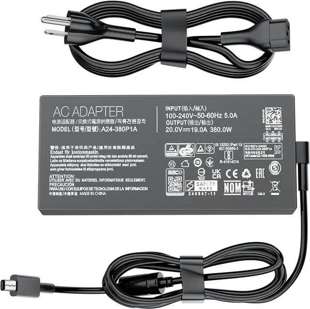 Alt view image 2 of 7 - 380W Laptop Charger for Asus ROG Strix Scar TUF Gaming AC Adapter