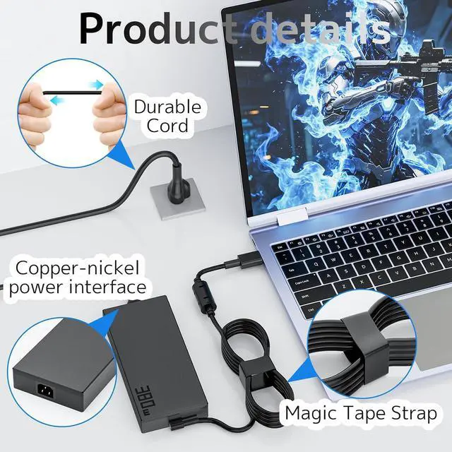 Alt view image 4 of 7 - 380W Laptop Charger Replacement for Asus ROG Strix Scar RTX 5080 AC Adapter