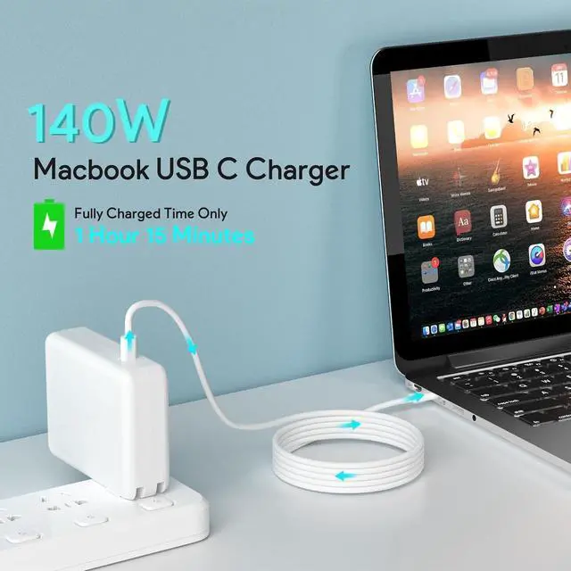 Alt view image 2 of 7 - Mac Book Pro Charger - 96W USB C Charger Fast Charger for USB C Port MacBook pro & MacBook Air, ipad Pro, Samsung Galaxy and All Type C Device, 6.7 ft USBC Cable Included