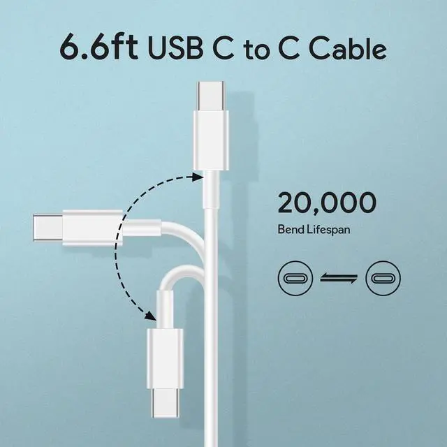 Alt view image 6 of 7 - Mac Book Pro Charger - 96W USB C Charger Fast Charger for USB C Port MacBook pro & MacBook Air, ipad Pro, Samsung Galaxy and All Type C Device, 6.7 ft USBC Cable Included
