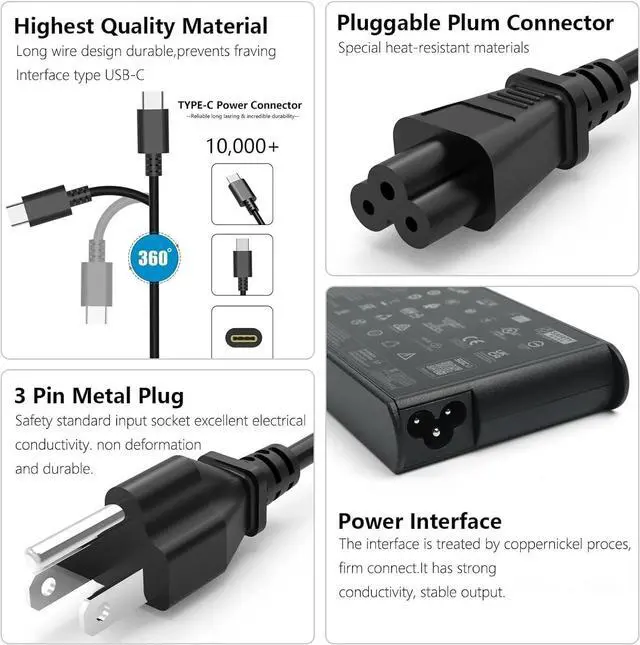 Alt view image 4 of 5 - Slim 140W USB-C Charger Compatible with Lenovo ThinkBook Yoga Legion