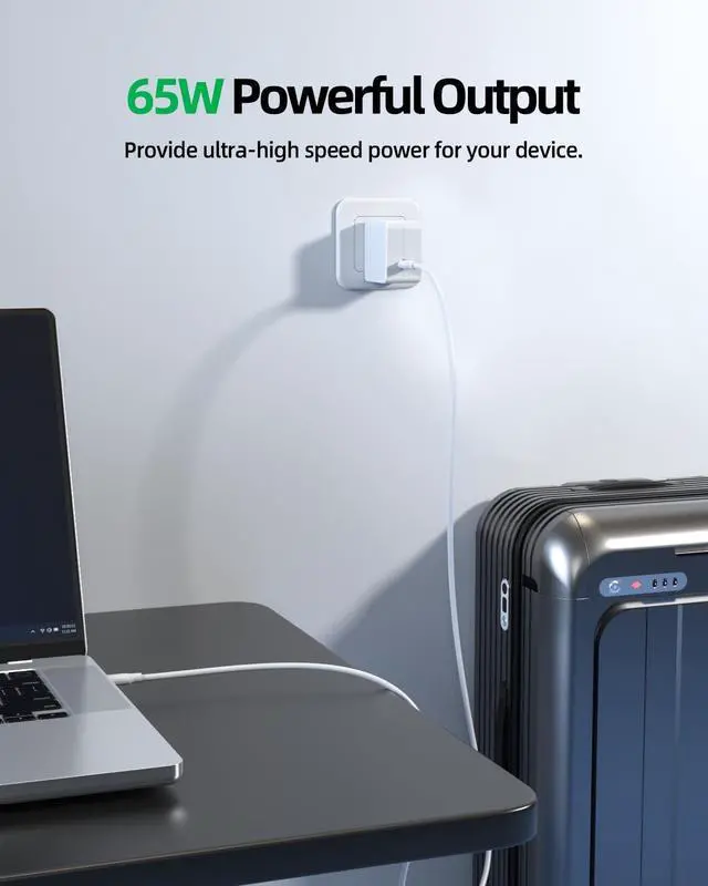 Alt view image 3 of 7 - 65W GaN USB C Mini Fast Charger Compatible with LG Gram 17" 16" 15" 14" Series Laptop 17Z90Q 17Z90R 17Z90S 17Z90SP 17Z95P 16T90P 16Z90P 16Z90Q 16Z90R 16Z90S 15Z90P 15Z90Q 15Z90R 14T90S 14Z90P