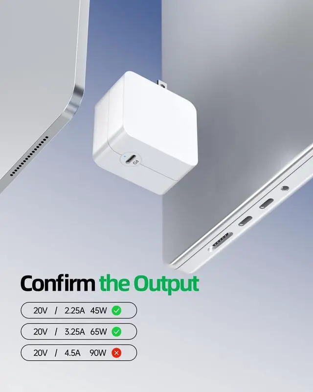 Alt view image 5 of 7 - 65W GaN USB C Mini Fast Charger Compatible with LG Gram 17" 16" 15" 14" Series Laptop 17Z90Q 17Z90R 17Z90S 17Z90SP 17Z95P 16T90P 16Z90P 16Z90Q 16Z90R 16Z90S 15Z90P 15Z90Q 15Z90R 14T90S 14Z90P