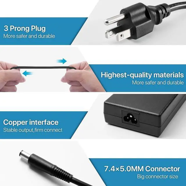 Alt view image 3 of 7 - 180W Laptop Charger AC Adapter Compatible with Dell Alienware 13 15 17 M14x M11x G7 G5 G3 Precision 7510 7520 7530 7540 7550 Laptop Power Adapter Supply