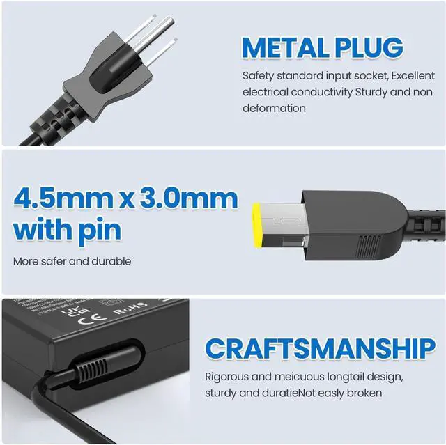 Alt view image 6 of 6 - Slim 400W 20V 20A AC Charger Compatible with Lenovo ADL400SDC3A ADL400SCC3A, Legion Y9000P R9000P Y9000X R9000K Y7000P R7000P Y7000 2025, Legion Pro 7i 7 9i Gen 10 Laptop Power Adapter