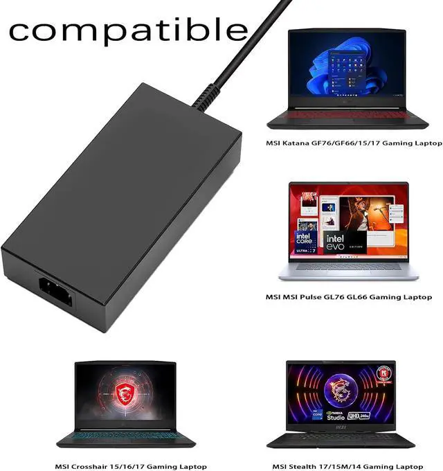 Alt view image 4 of 7 - 240W 200W AC Charger for MSI Katana 15 17 HX Pulse 15 17 B13V B13VF B13VGK