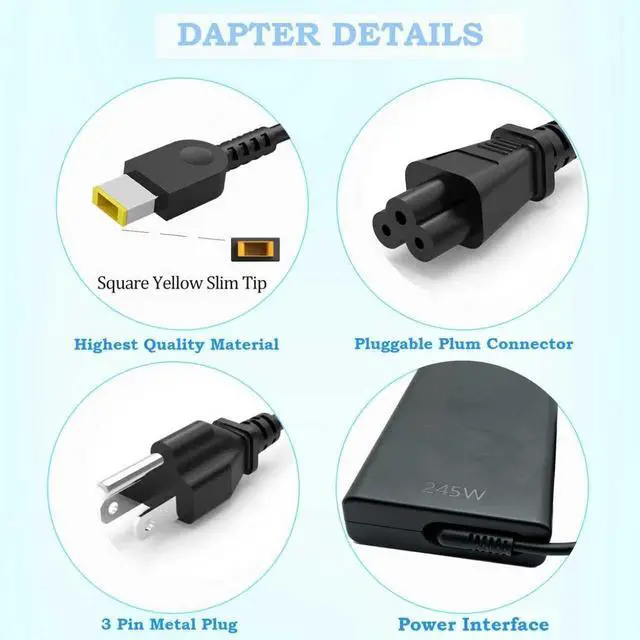 Alt view image 4 of 6 - 245W Slim Charger fit for Lenovo Legion 5 5i 7i Pro 515" 16" ADL245SLC3A