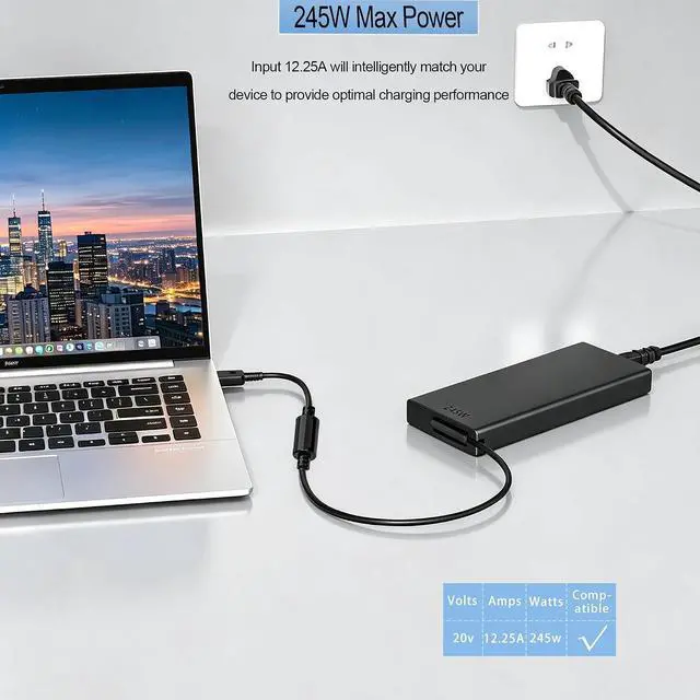 Alt view image 5 of 6 - 245W Slim Charger fit for Lenovo Legion 5 5i 7i Pro 515" 16" ADL245SLC3A
