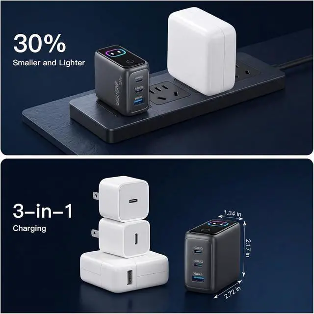 Alt view image 7 of 7 - 100W 3Port GaN USBC Charger with Display